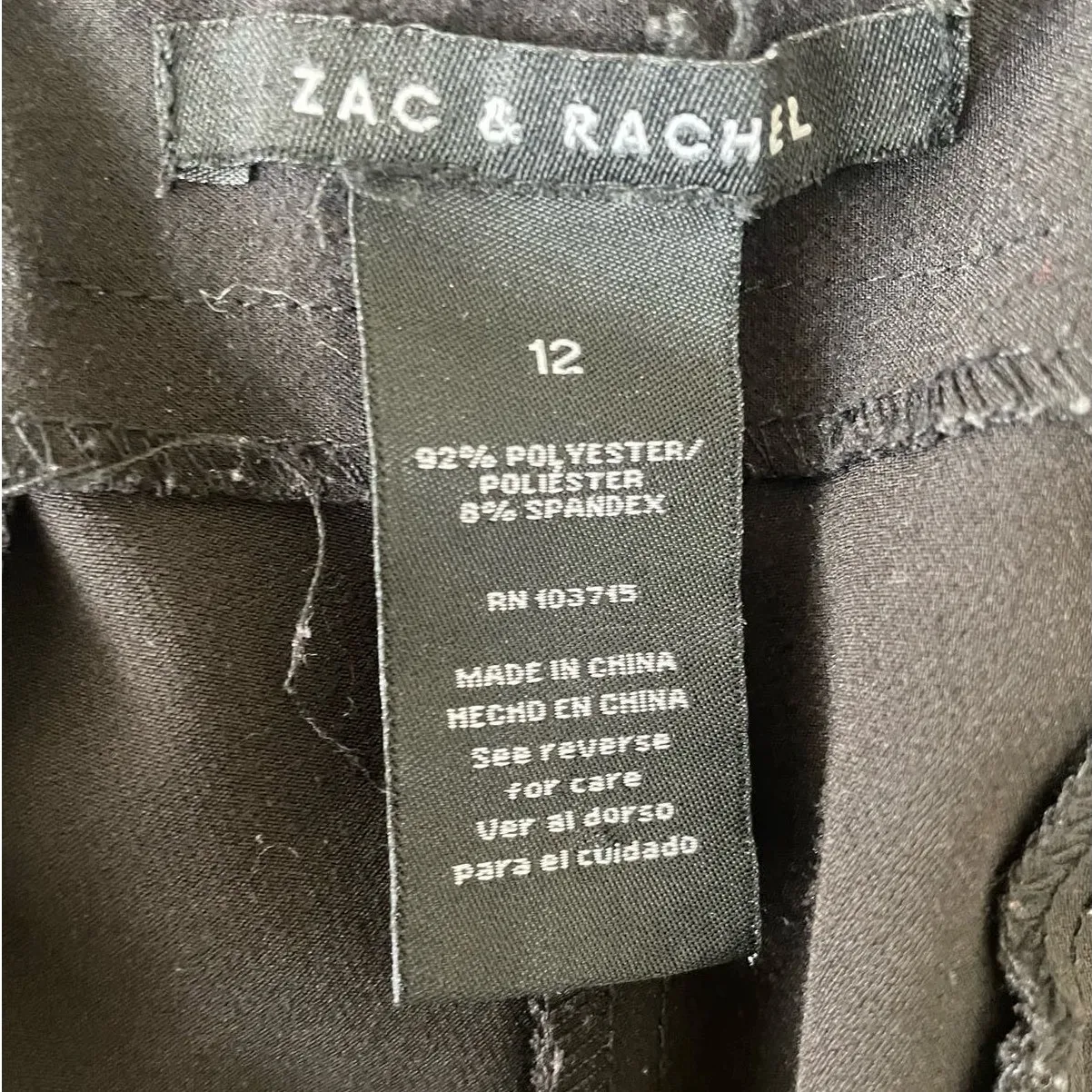 Zac & Rachel Pants Women 12 Black Tapered Leg Elastic Waist Office‎ Minimalistic - Image 2