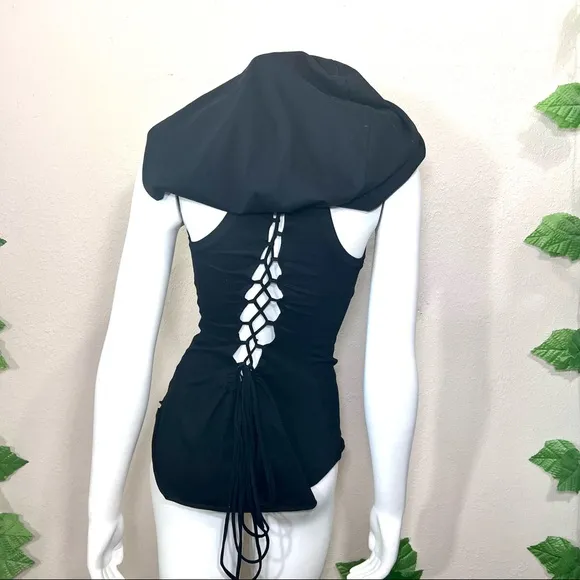 Zhen Nymph Black Corset Top Oversized Hood Size XS - Image 2