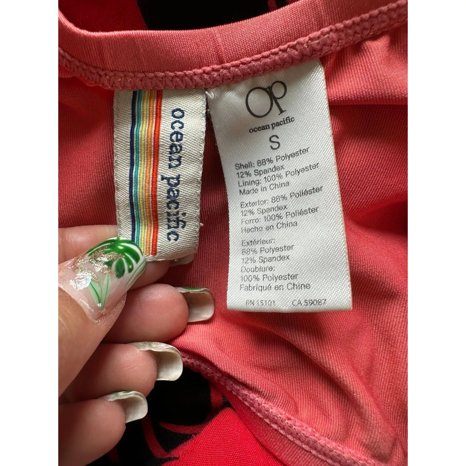 Ocean Pacific OP Sporty Open Back Zip Up Chest Floral One Piece Swimsuit S - Image 5