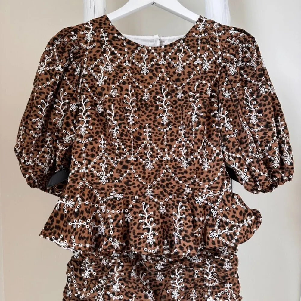 Brown Black White Eyelet Skirt and Top Set SZ Small - Image 2