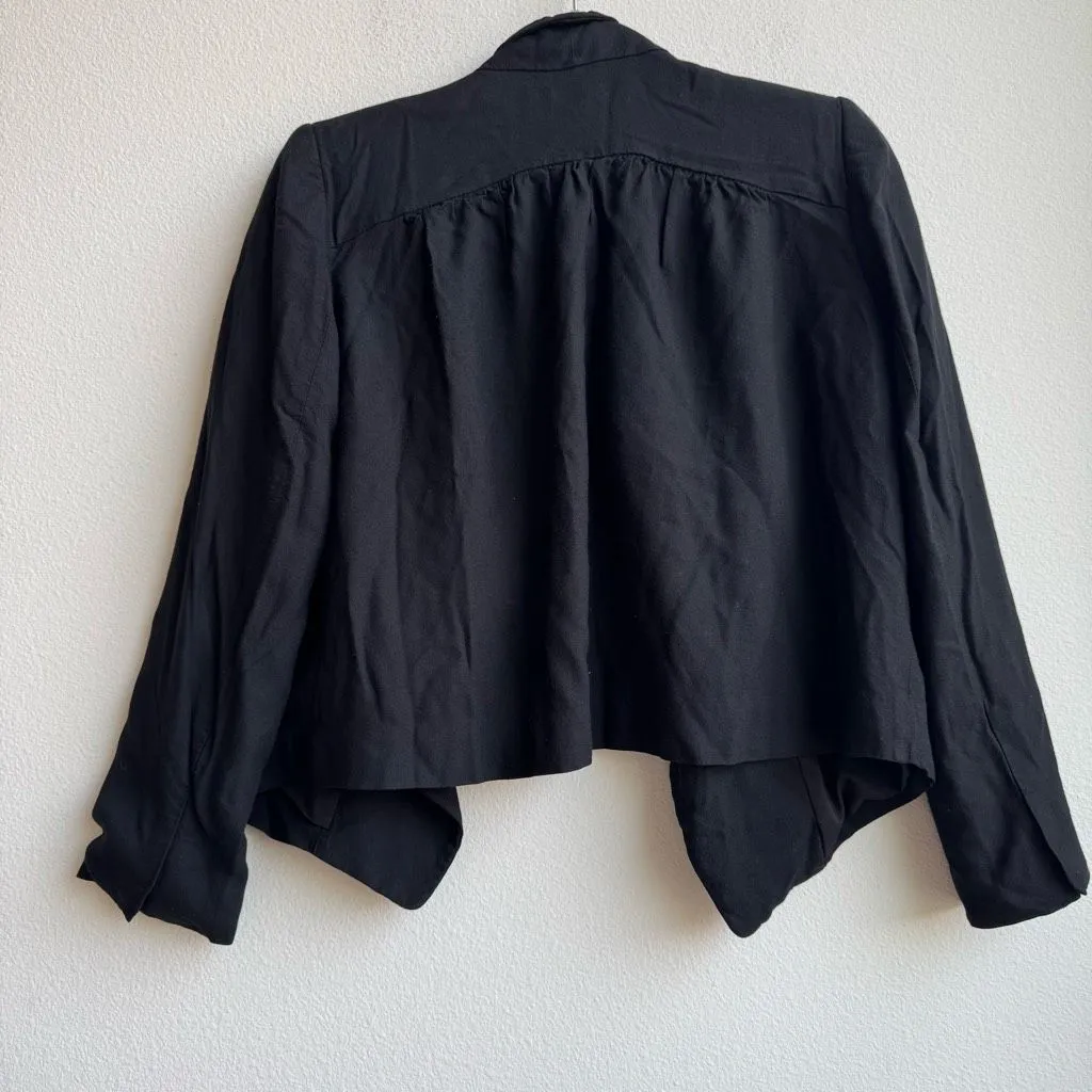 Club Monaco Drape Black Open Front Zipper Blazer Career Office Wear Size Small - Image 5
