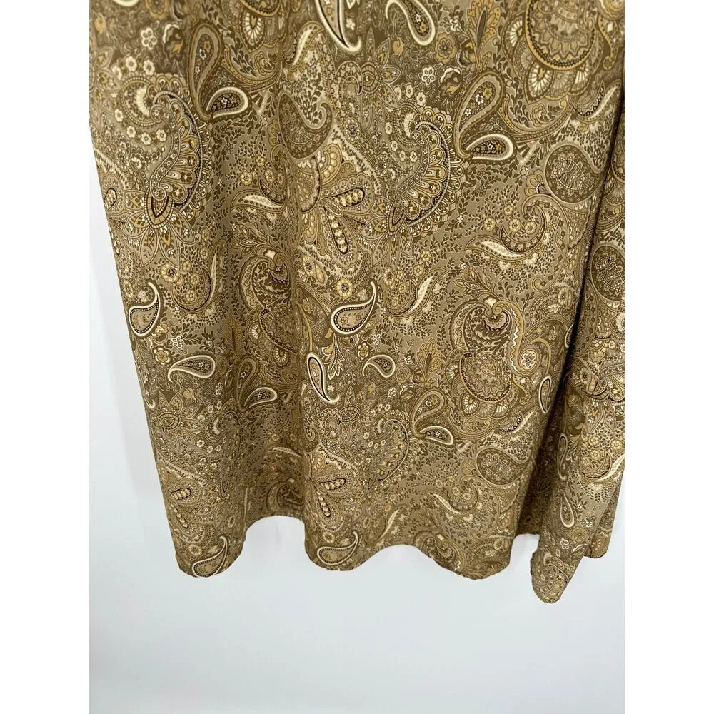 Bagatelle Midi Skirt Women Size 20W Brown Tan Paisley Stretch Waist 90s Y2K - Image 3