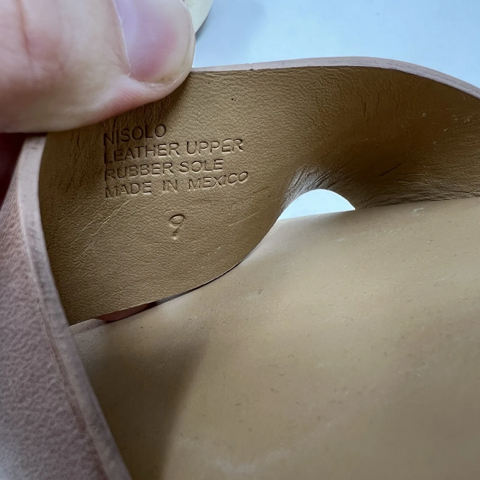 Nisolo All Day‎ Open Toe Clog Sandals Almond Brown Leather Platform Shoes Size 9 Tan - Image 13