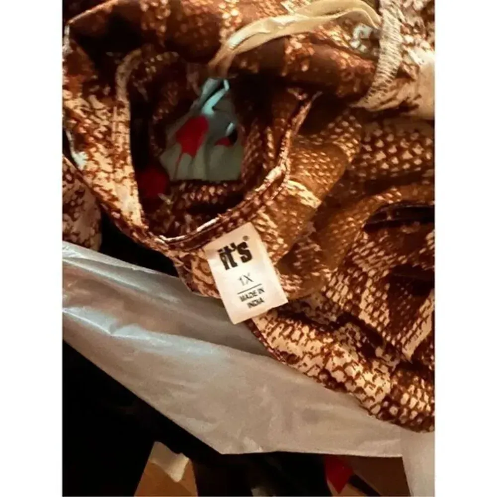 It's Fashion Cut Out Long Dress Brown Size 1X - Image 4