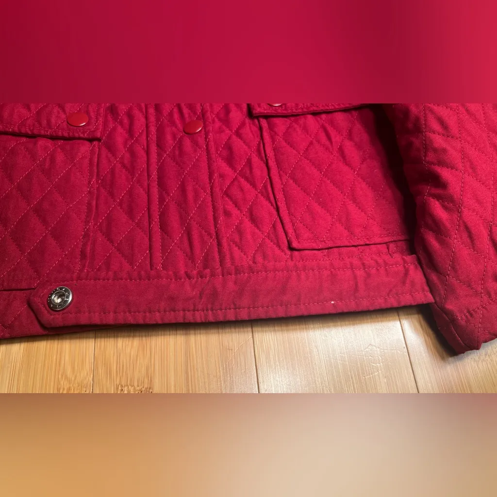Merona Women's Minimalist Casual Red Diamond Quilted Long Sleeve Jacket|Size:S - Image 10
