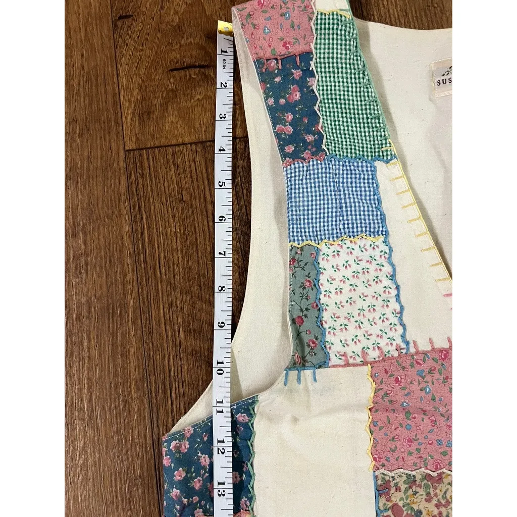 Vintage Patchwork Women's Vest Susan Bristol Sz M Cottage Core Grandmacore - Image 6