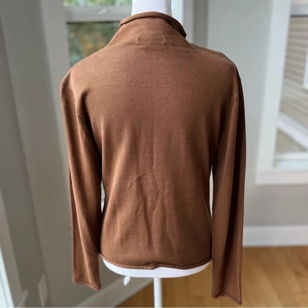 SPANNER Camel Tan Cotton Wool Rollneck Mockneck Sweater Size Medium Brown - Image 3