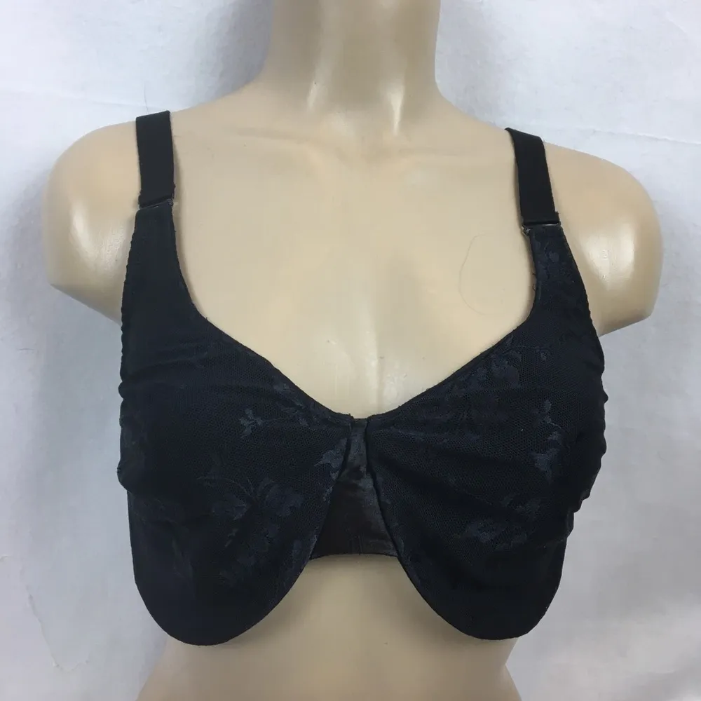 SOMA Black Floral Cup Unlined Underwire Bra 38DD - Image 3