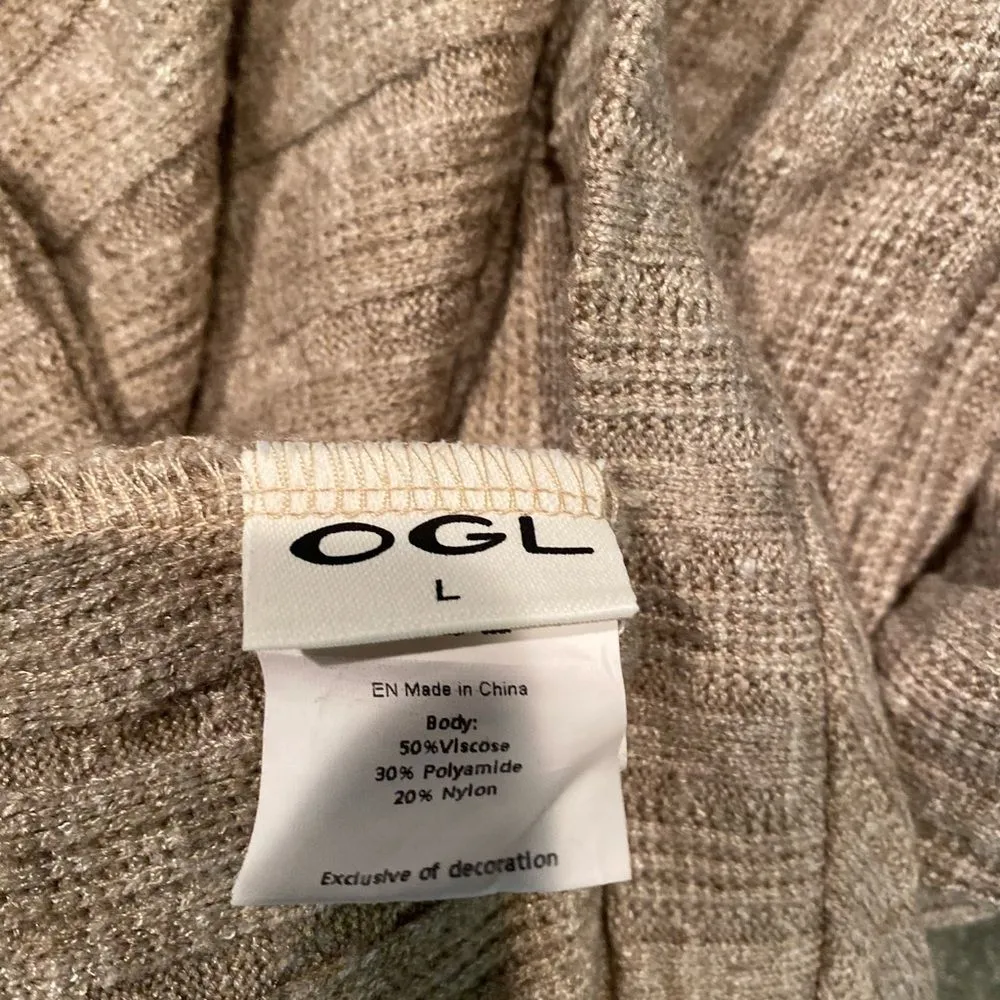 #155 OGL Stretch Knit Cross Front Sweater Size L - Image 8