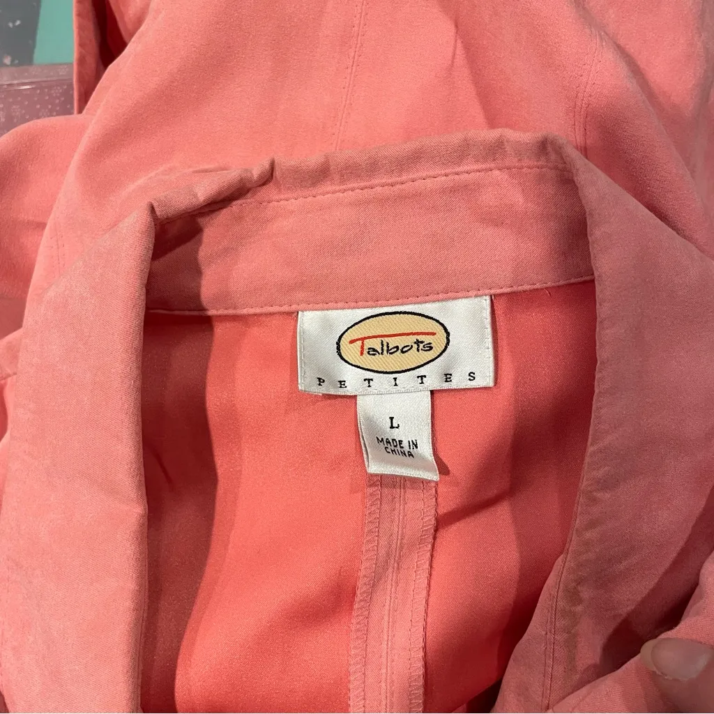 Cute Talbots faux suede button front blouse shacket cotton candy pink - Image 3