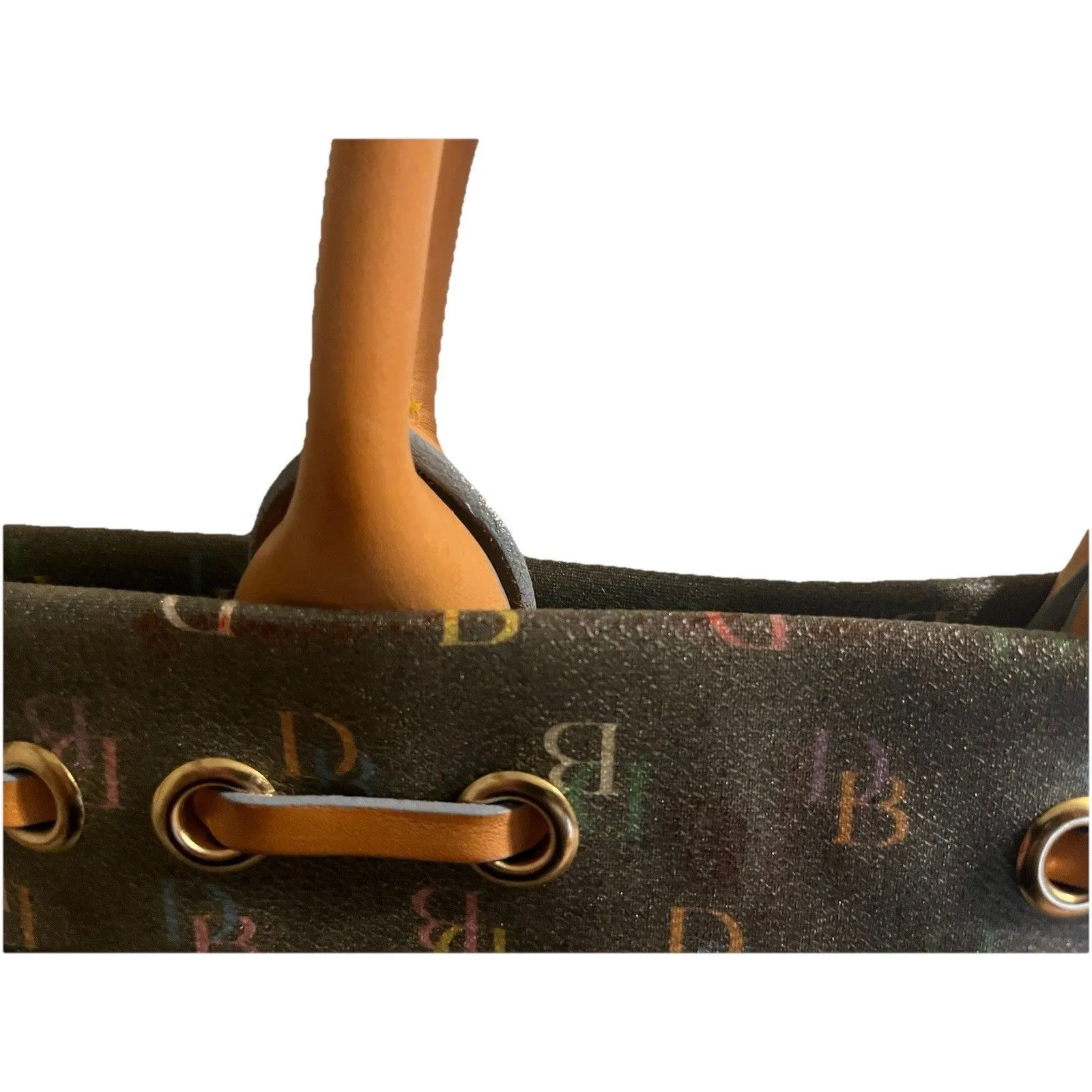 VTG Y2K Dooney & Bourke Black Rainbow DB Monogram Satchel Top Handle Bag USA - Image 8