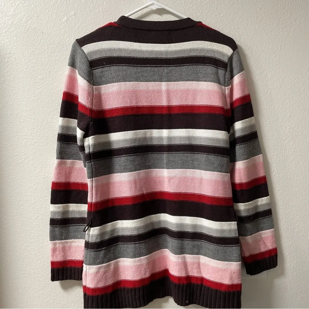 New york & company stripes brown Cardigan - Image 3