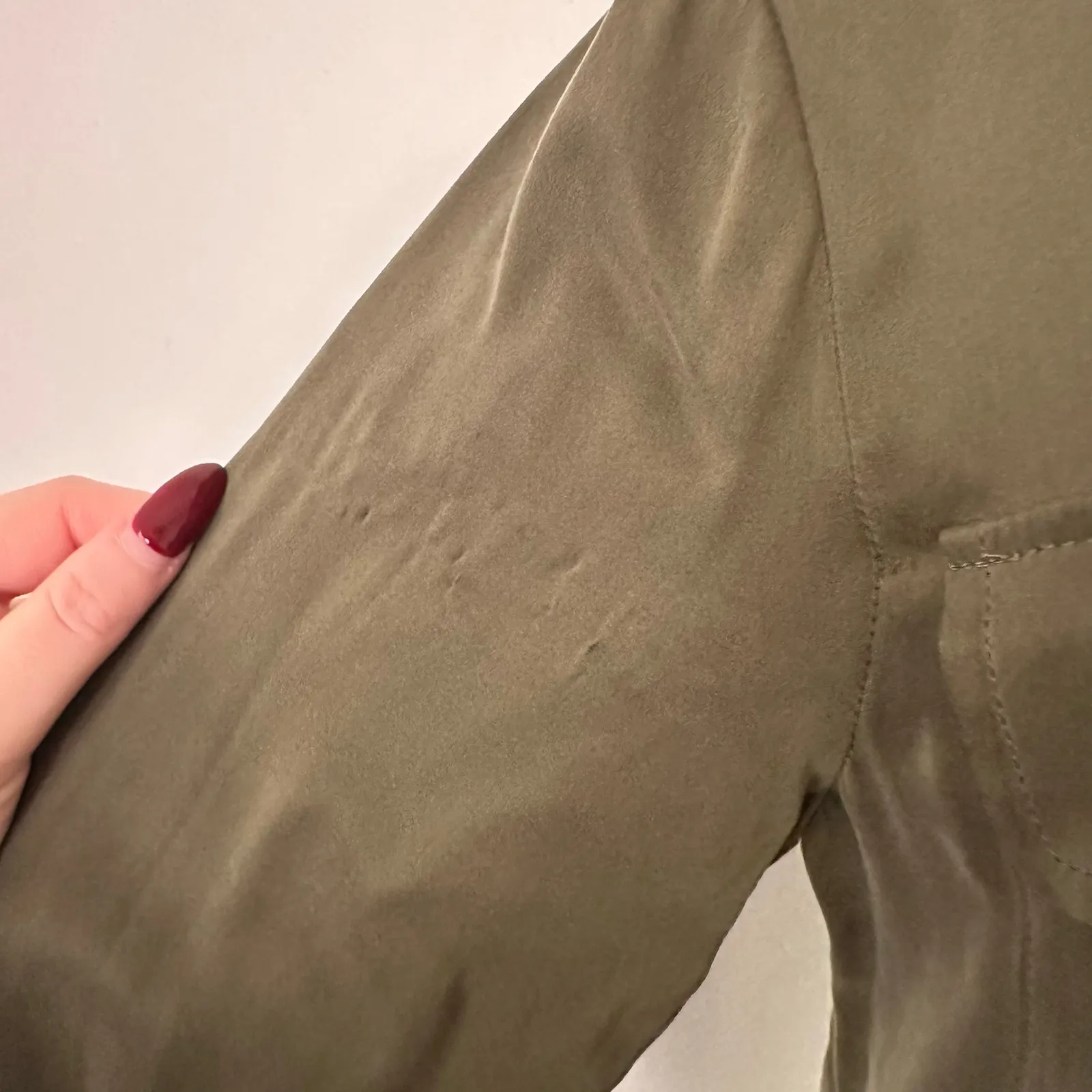 Equipment moss green silk blend midi shirt dress size XS - Image 10