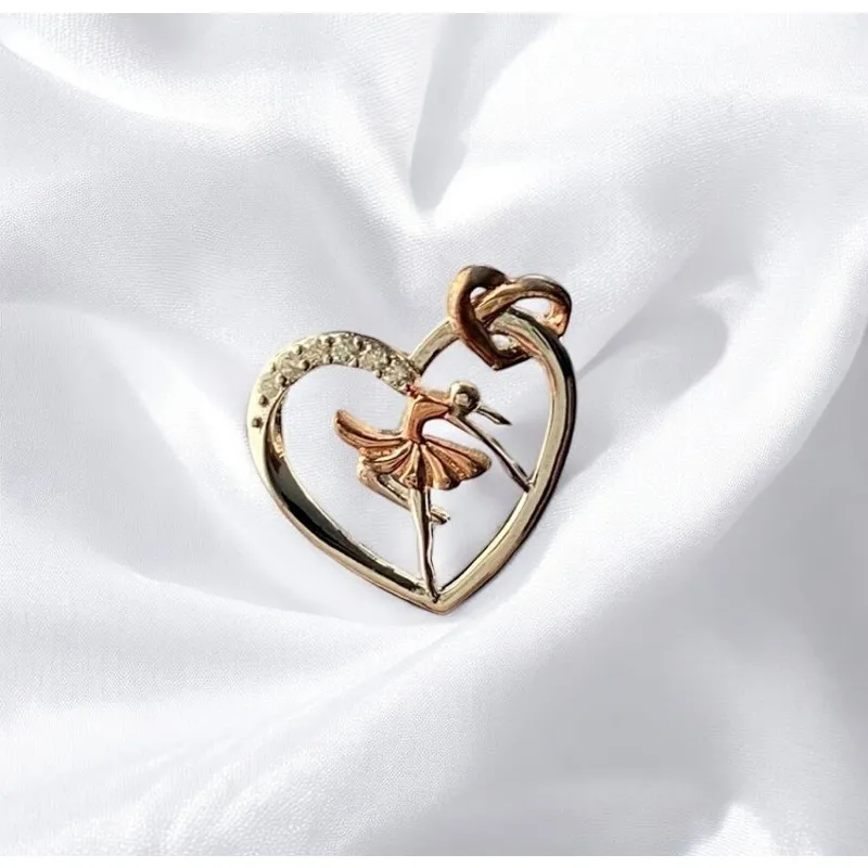 925 Sterling Silver Heart Ballerina Gymnastic Earring Stud Earrings New - Image 3