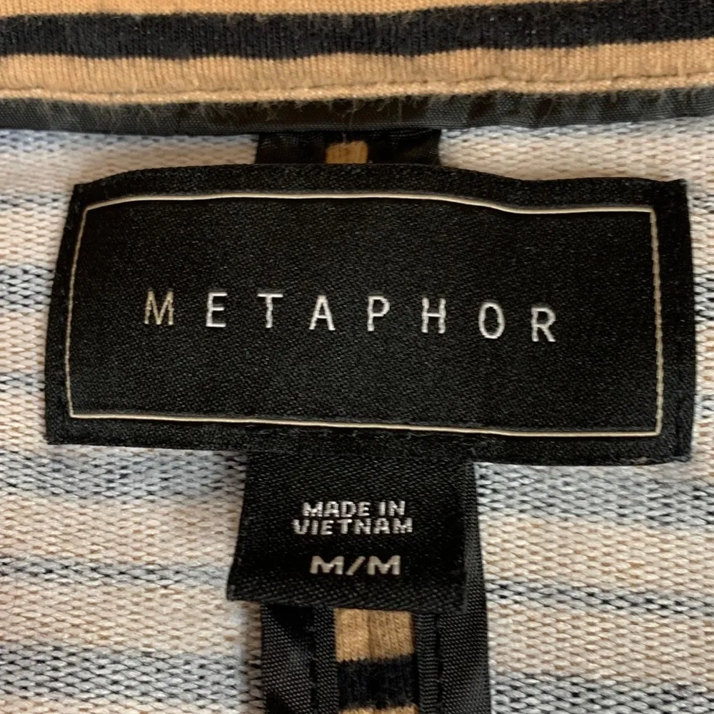 Metaphor Tan & Black Striped Lightweight Blazer Jacket Size Medium - Image 5