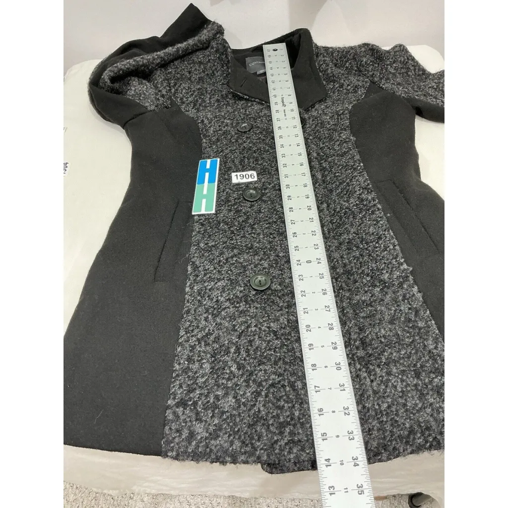 Womans Covington Black Lined Long Peacoat Wool Blend Large - Image 7