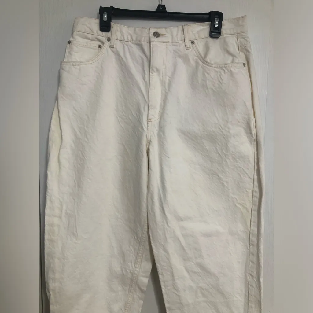 ASOS high rise cream jeans baggy women’s size 34 x 32‎ 100% cotton - Image 2