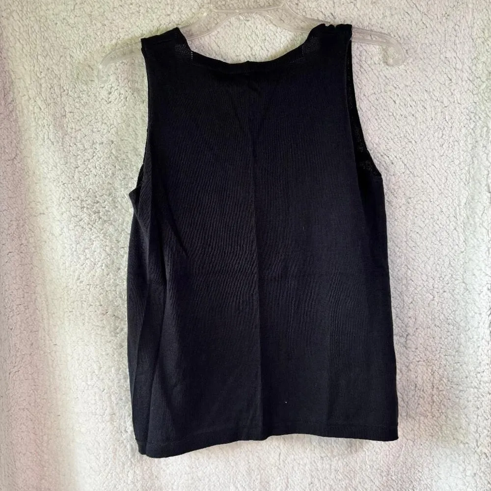 iLinen Classic Cotton Tank Top Black Women's Size S Ecotec Yarn NWT - Image 2