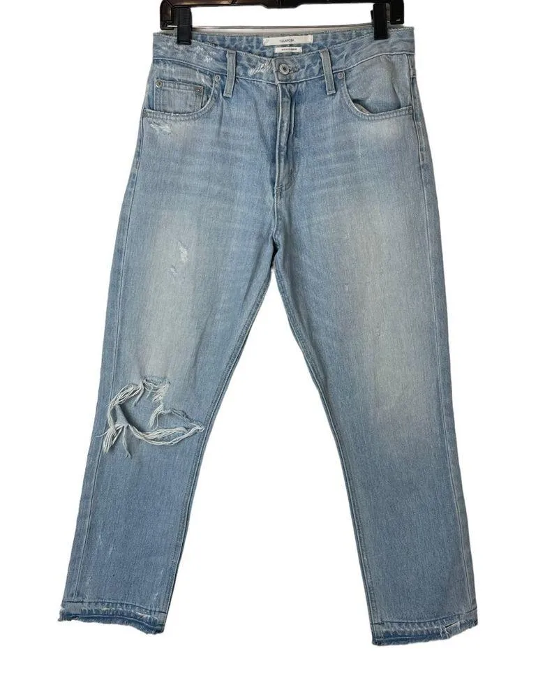 Tularosa  size 27 Hailey Straight Jeans Distressed raw hem light wash - Image 2