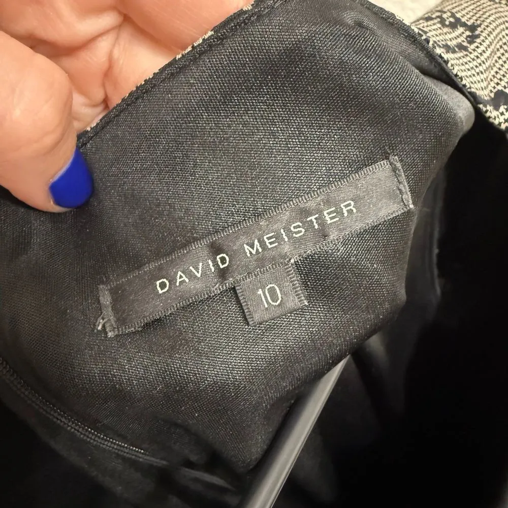 David Meister Vintage Black Rouched Boatneck Bodycon Dress Size 10 - Image 3