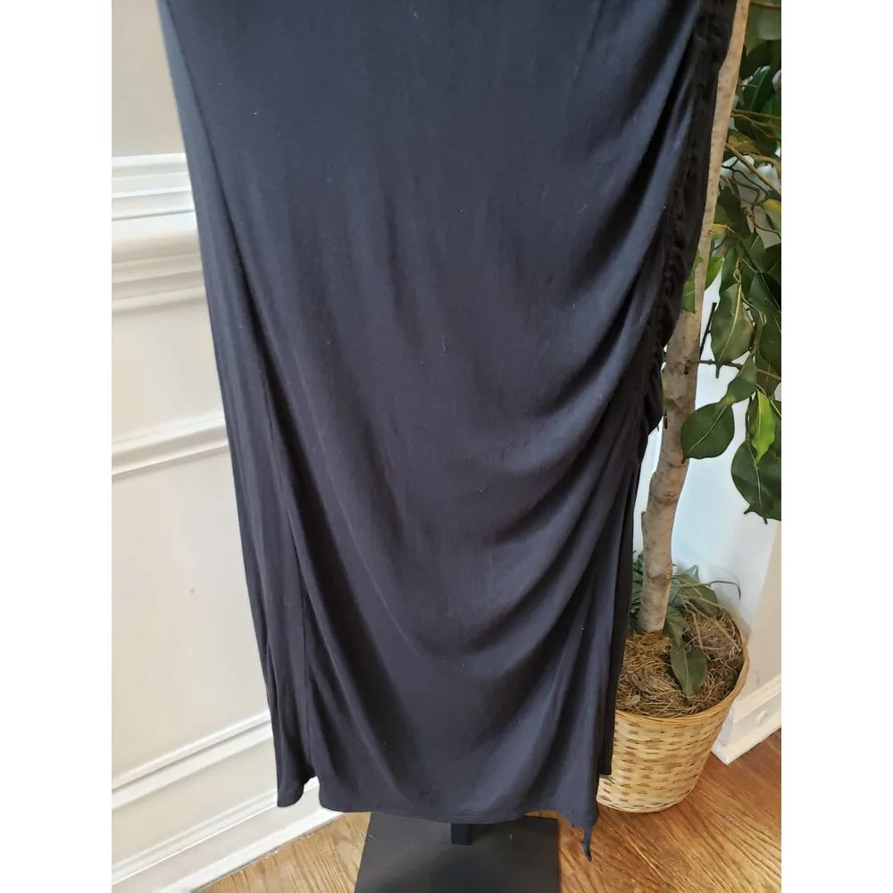 Bold Elements Long Maxi Dress Women's Large Black Solid Boat Neck Short Sleeve - Image 11