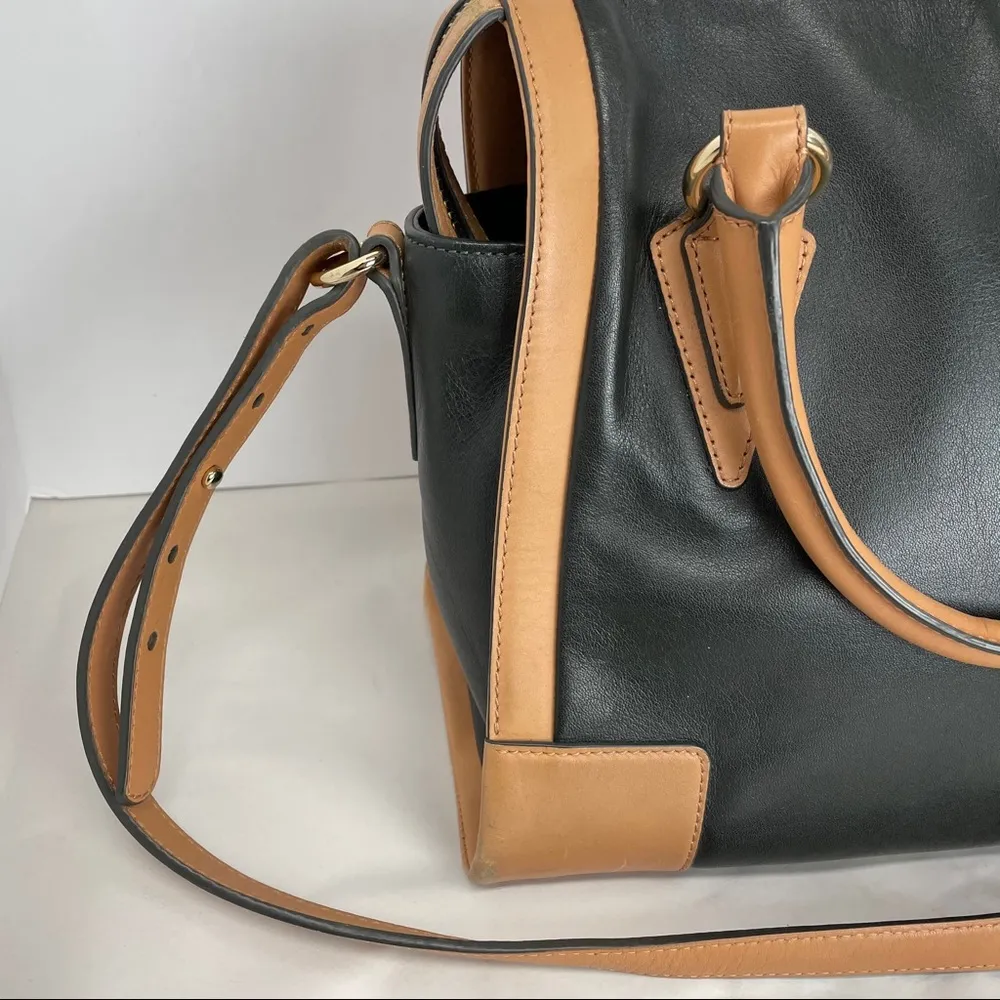 Pour La Victoire Black Tan Leather Hand Bag Crossbody - Image 4