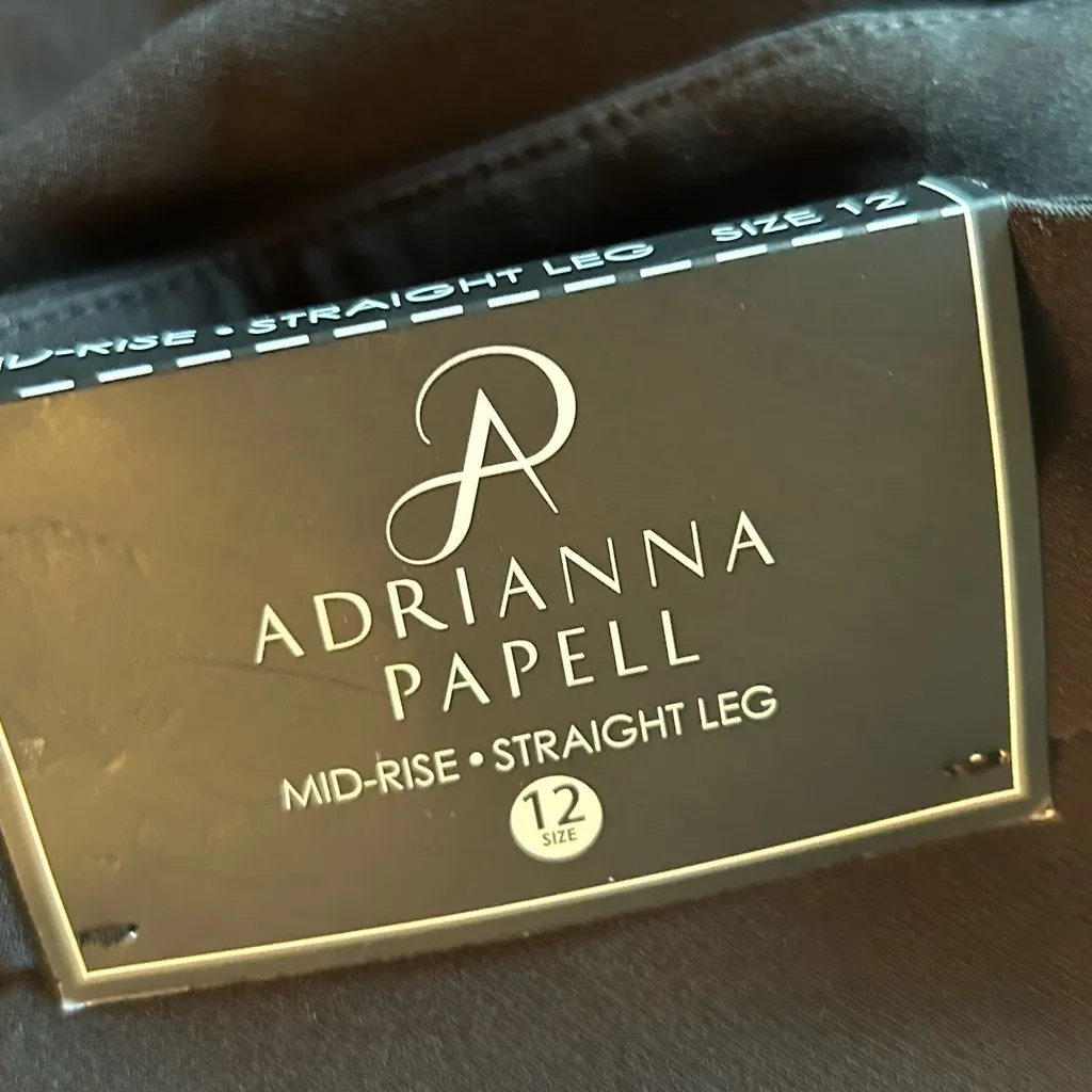 Adrianna Papell Black Mid Rise Straight Leg Pants size 12 dressy office - Image 2
