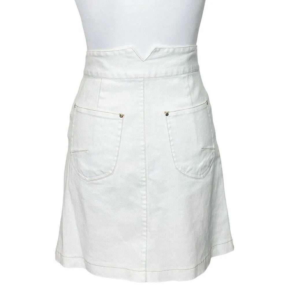 Sabina Musayev McKenna Mini Skirt High Rise Denim White Women’s Size S - Image 6