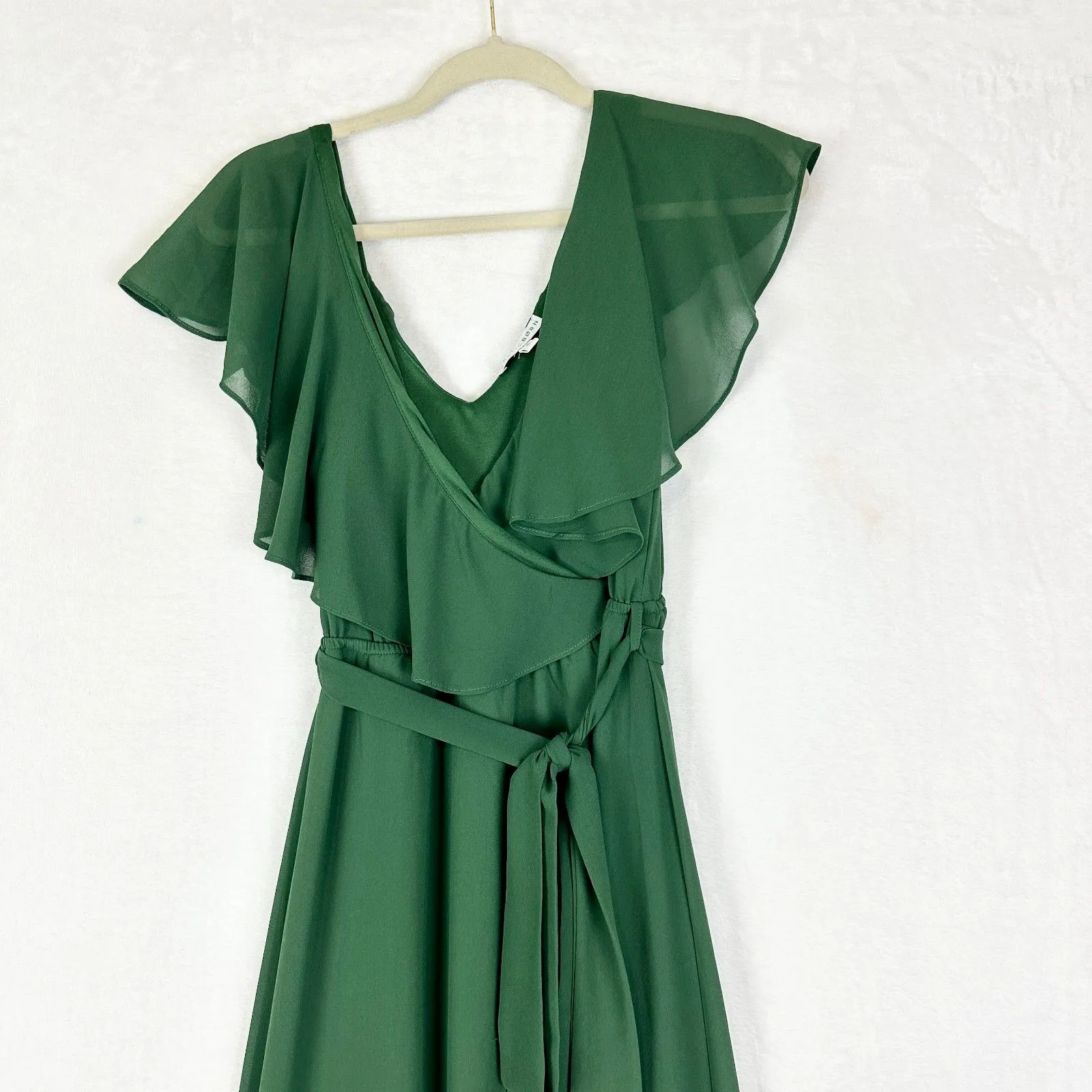 Baltic Born Katya Ruffle Maxi Dress Size Small Evergreen Chiffon - Image 7