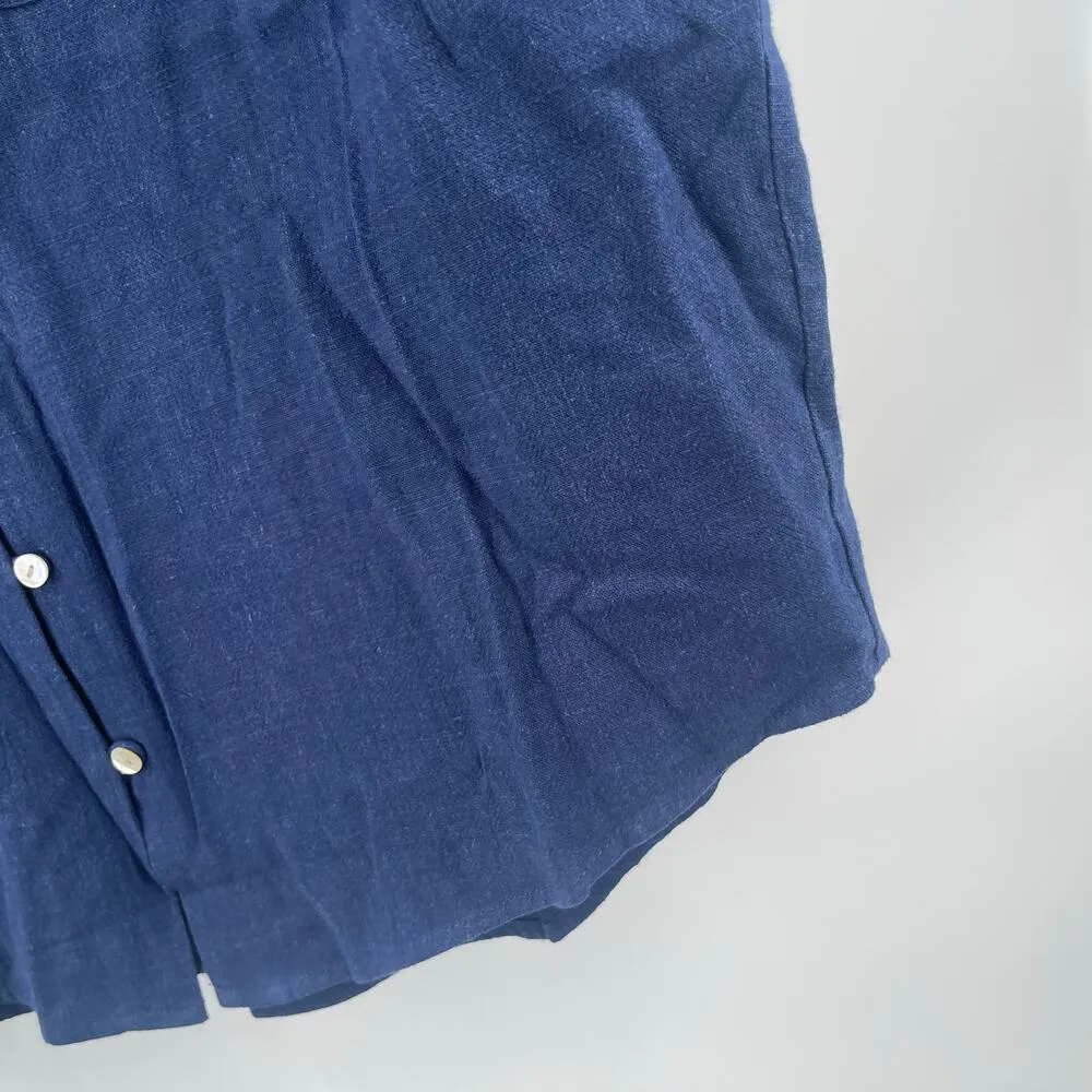 BOBI BLACK Blouse Small Linen Blend Navy NWT Button Down Dolman Style Casual - Image 7