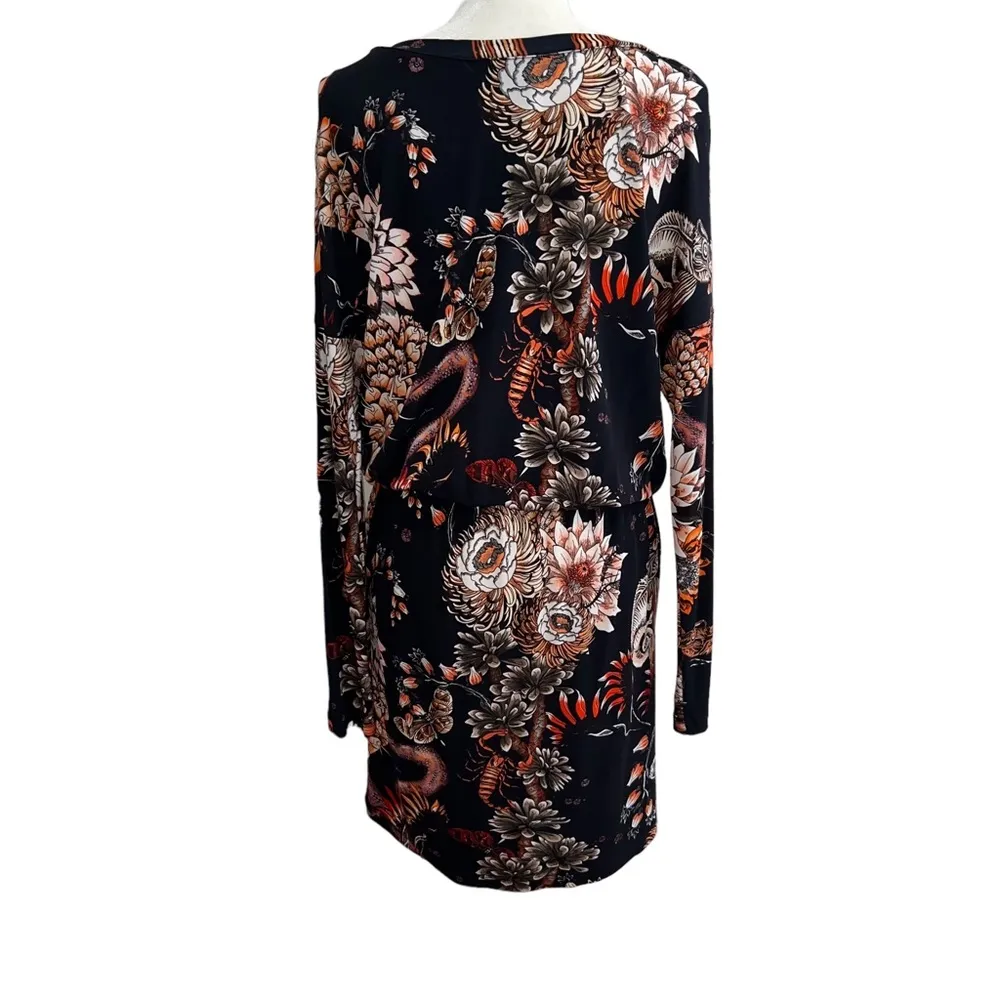 Long Sleeve Printed Smocked Waist Dress - Image 4