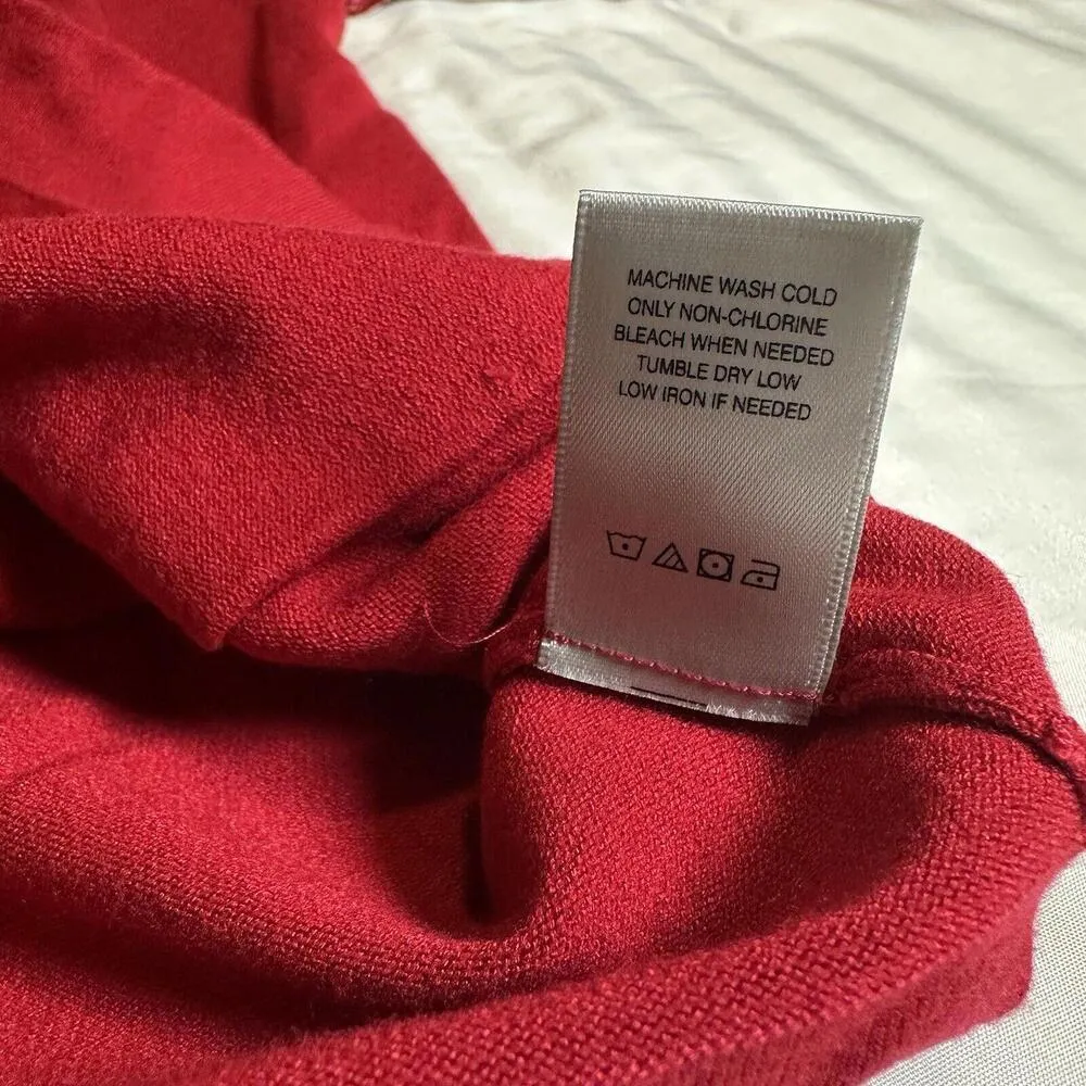 John Mark Red Knit Pullover Sweater Tunic Mixed Print 3/4 Sleeve Sz S Small - Image 11