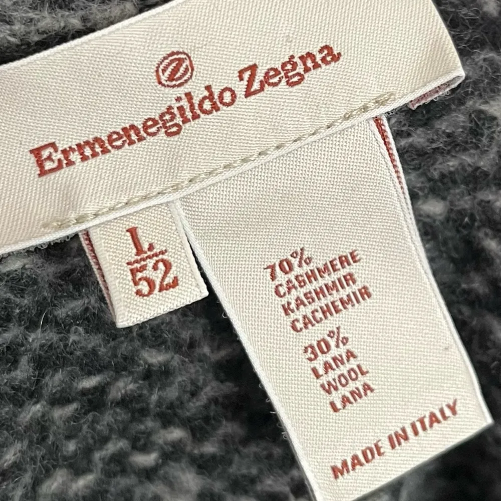 Ermenegildo Zegna • Grey and White Cashmere Wool Knit Sweater Size L - Image 6