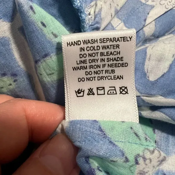 RO’S GARDEN Astrid Dress Printed‎ Flounce Tunic Geometric Floral Small Blue - Image 7