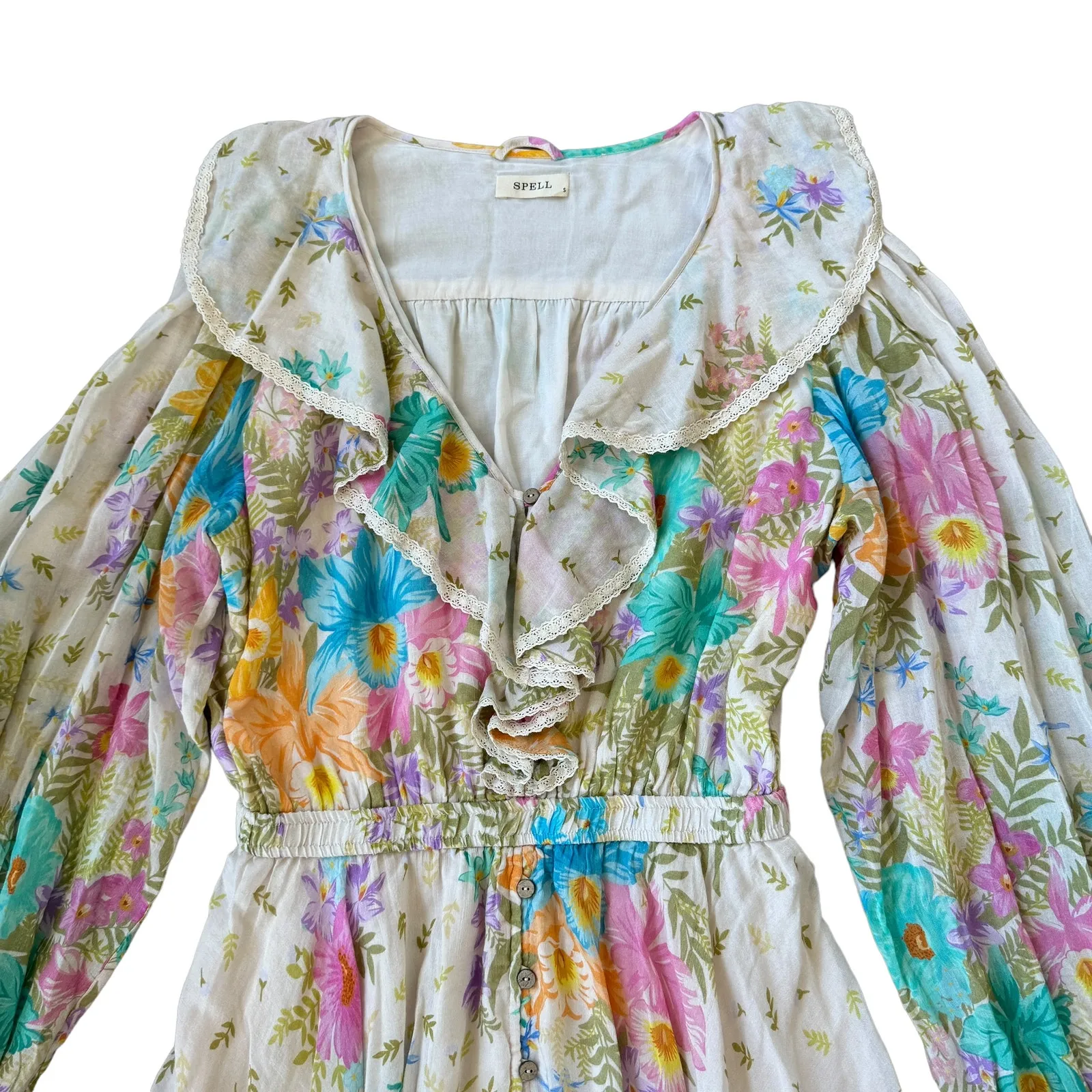 Spell Cream Floral Mini Dress - Image 5