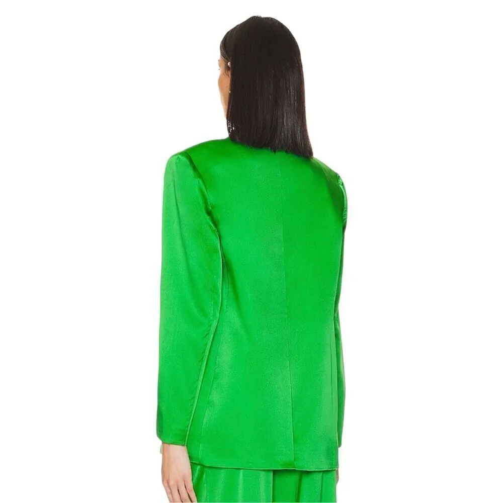 Retrofete SER.O.YA Motlee Silk Blazer in Kelly Green - Image 2