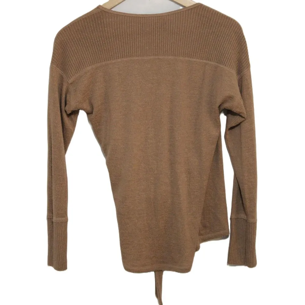 Womens Abercrombie & Fitch Soft A&F Brown Long Sleeve Wrap V-Neck Sweater Size S - Image 2