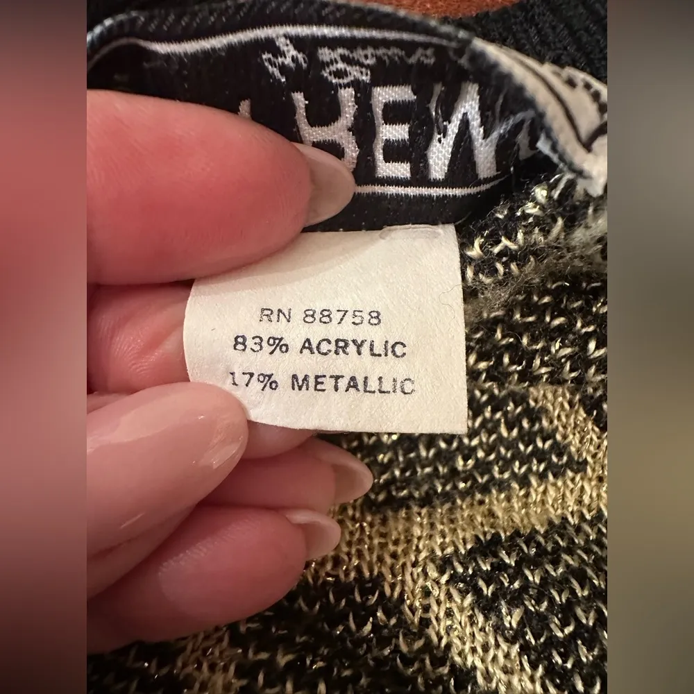 SAN REMO BY LAURA KNIT Black and GOLD one button Cardigan w Diamond Pattern Size XL - Image 8