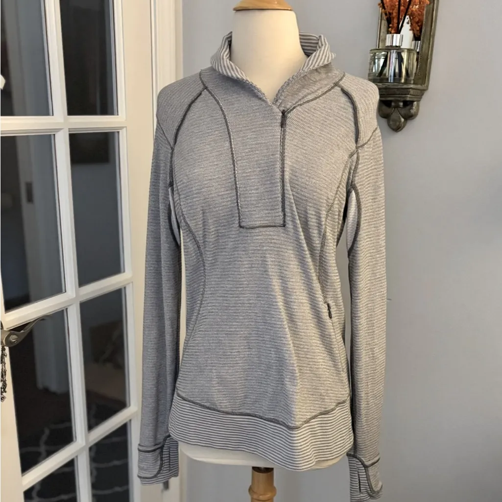 LululemonThink Fast Pullover Mini Check Pique White Heathered Slate / White - Image 4