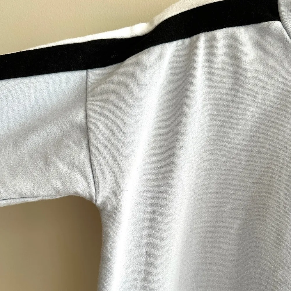 Destined Y2K Cropped Sweatshirt, Light Blue/Black/White Striped, Size Medium - Image 8