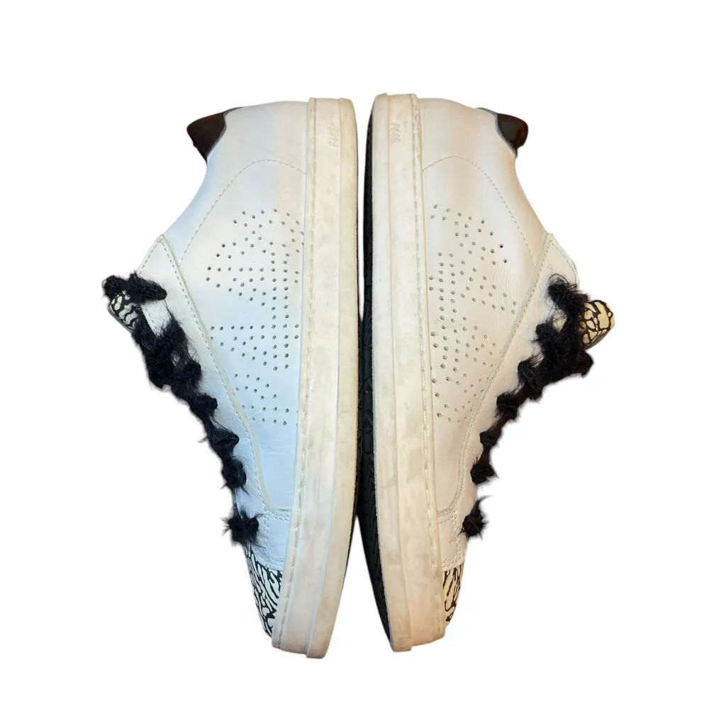 P448 John Cement Low Top Sneaker w/ Silver Glitter & Black Feather Laces Size 38 - Image 9