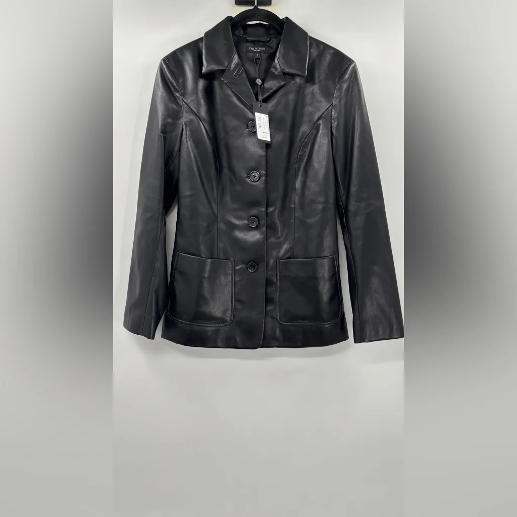 Rag & Bone Drew Faux Leather Blazer - Image 7
