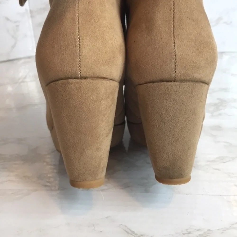 Justfab beige platform wedge ankle boots size 9 - Image 8
