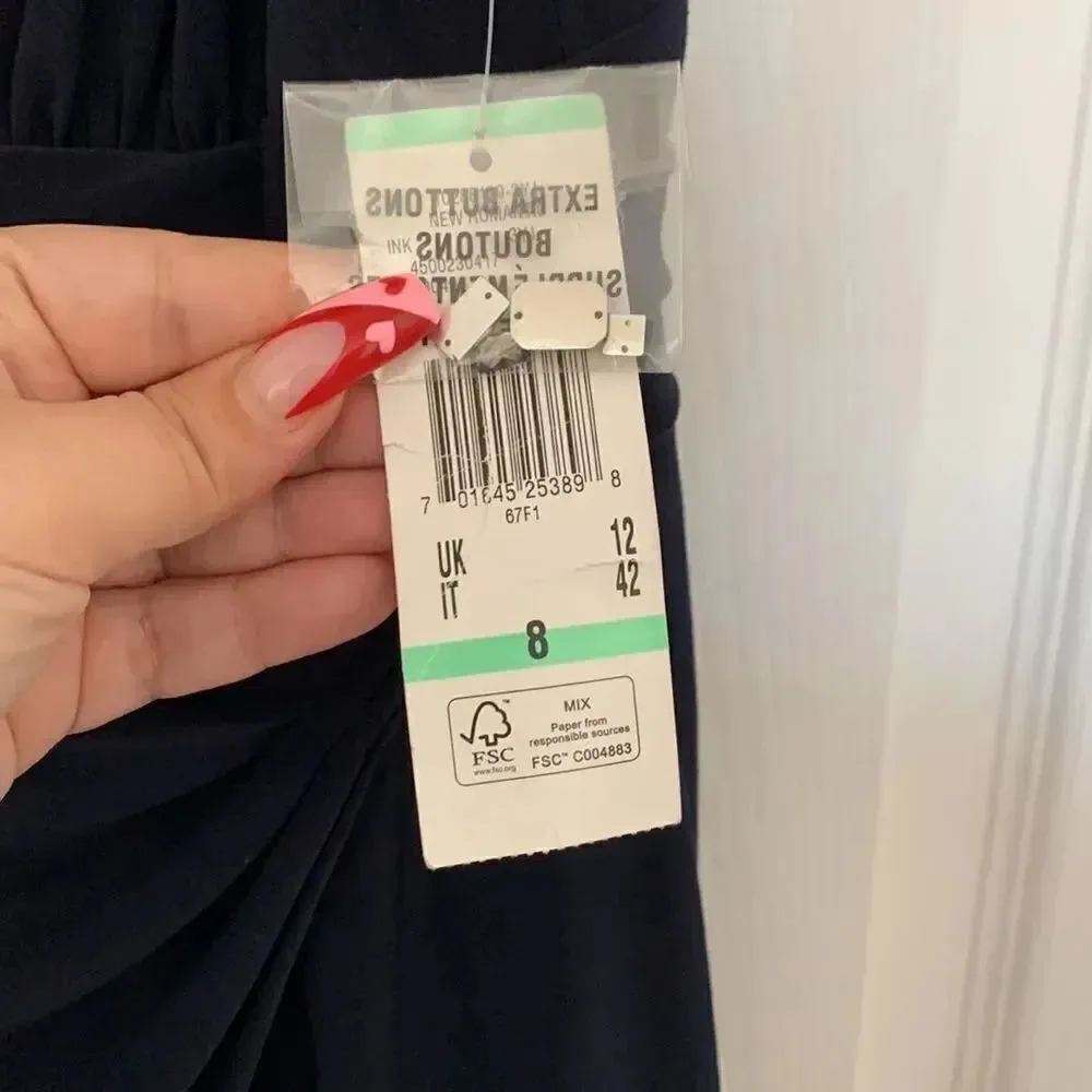 Anne Klein Beaded Navy Blue Cocktail Dress Size 8 - Image 5