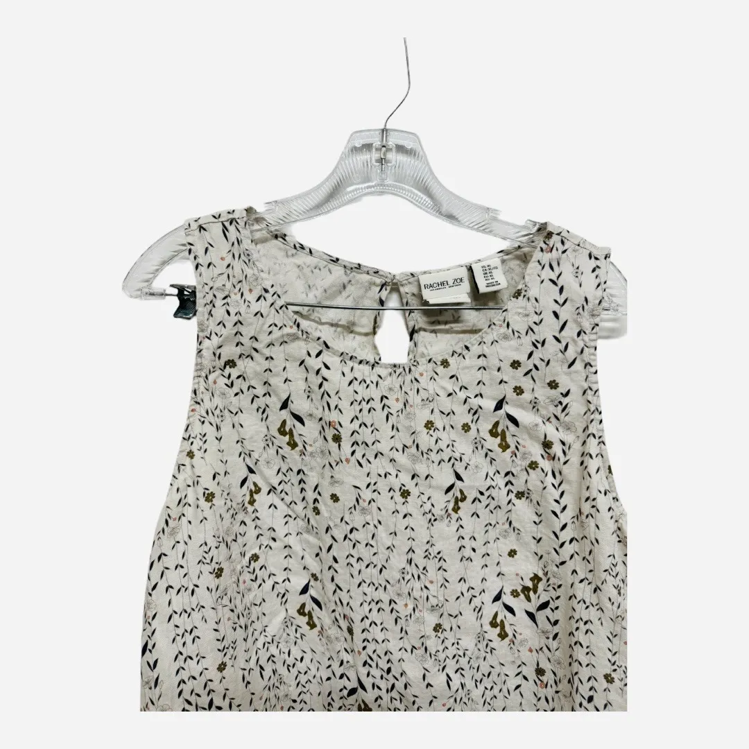 Rachel Zoe Sleeveless Shift Dress Large XL Pockets 100% Linen A Line Leaves - Image 2