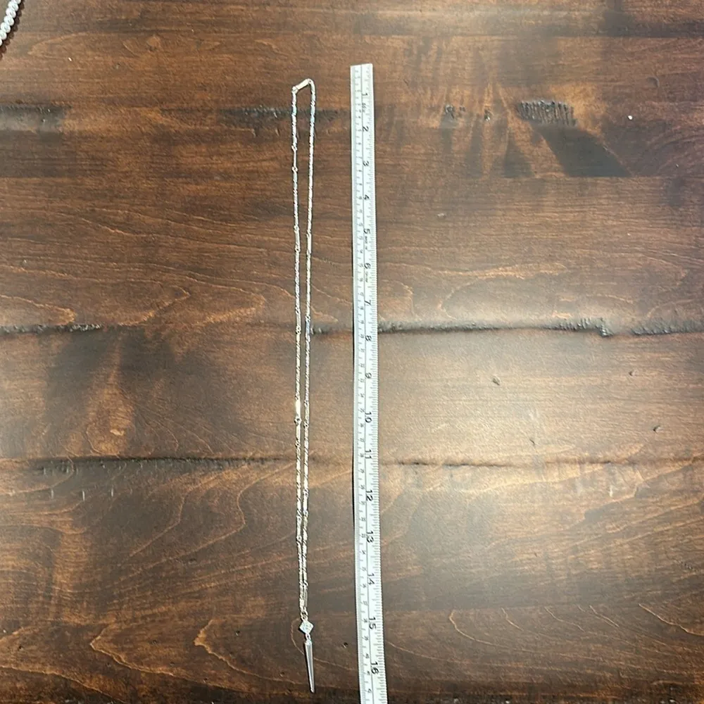 Silver necklace with spike pendant 16” drop, no clasp - Image 4