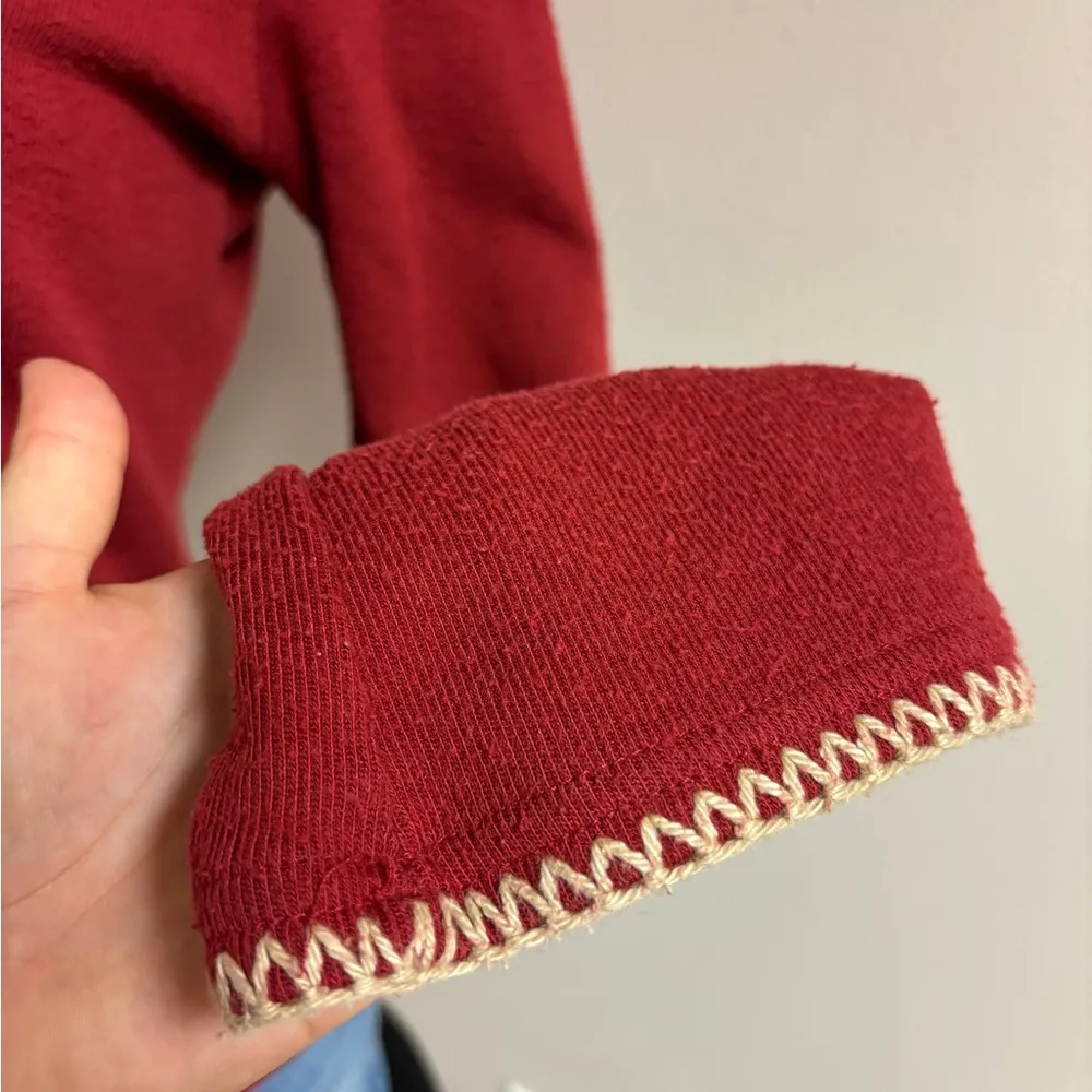 Fashion Bug Women’s Y2K Grunge Embroidered Red Hooded Shirt - Image 3