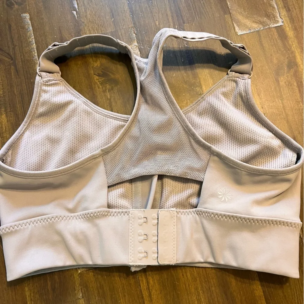 Athelta Empower Gray Sports Bra Support Front Zip Pebble Gray XS - Image 4
