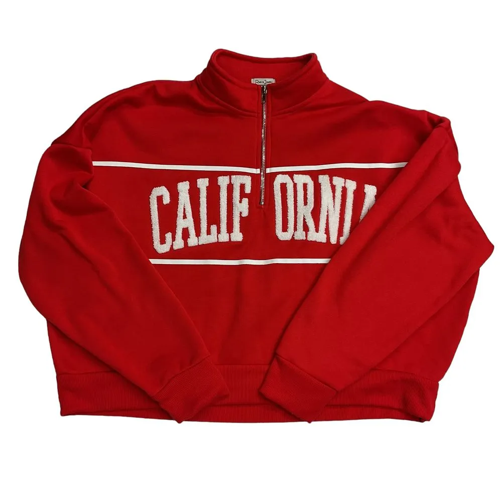 Riley & James Essentials Plus Size 2X‎ Women's Half Zip Sweatshirt Red Oversized - Image 7