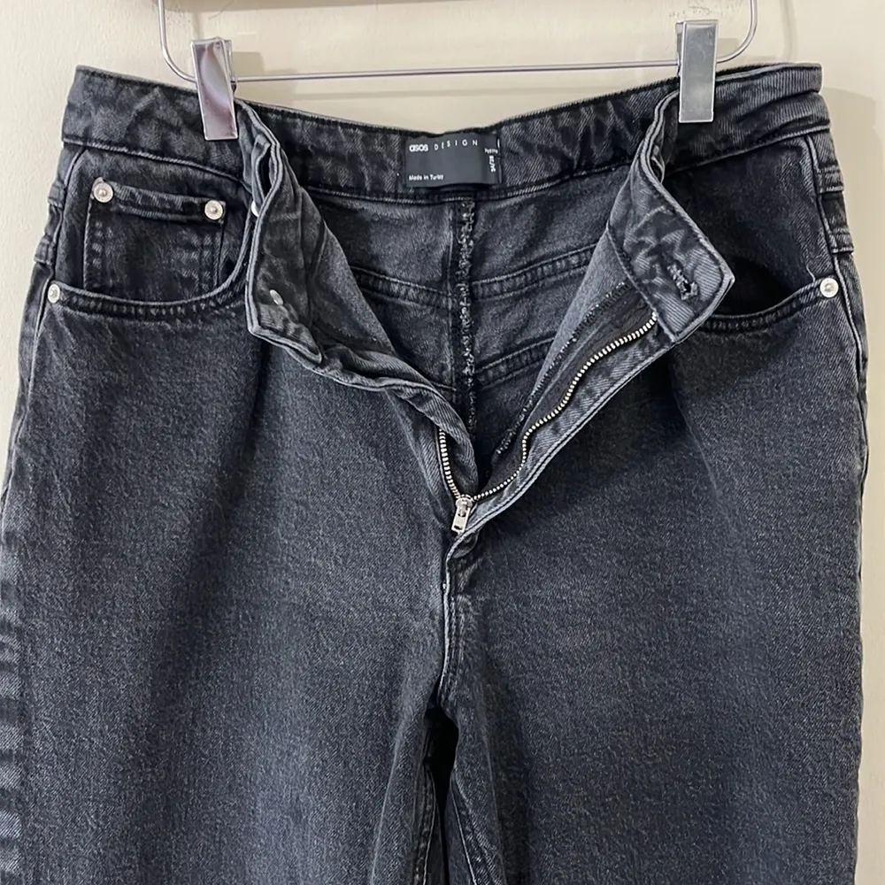 ASOS Black Slouchy High Rise Straight Leg Denim Jeans Size 34/28 Petite - Image 3